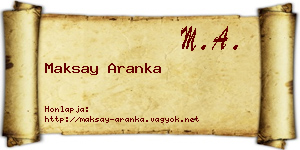 Maksay Aranka névjegykártya