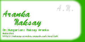 aranka maksay business card